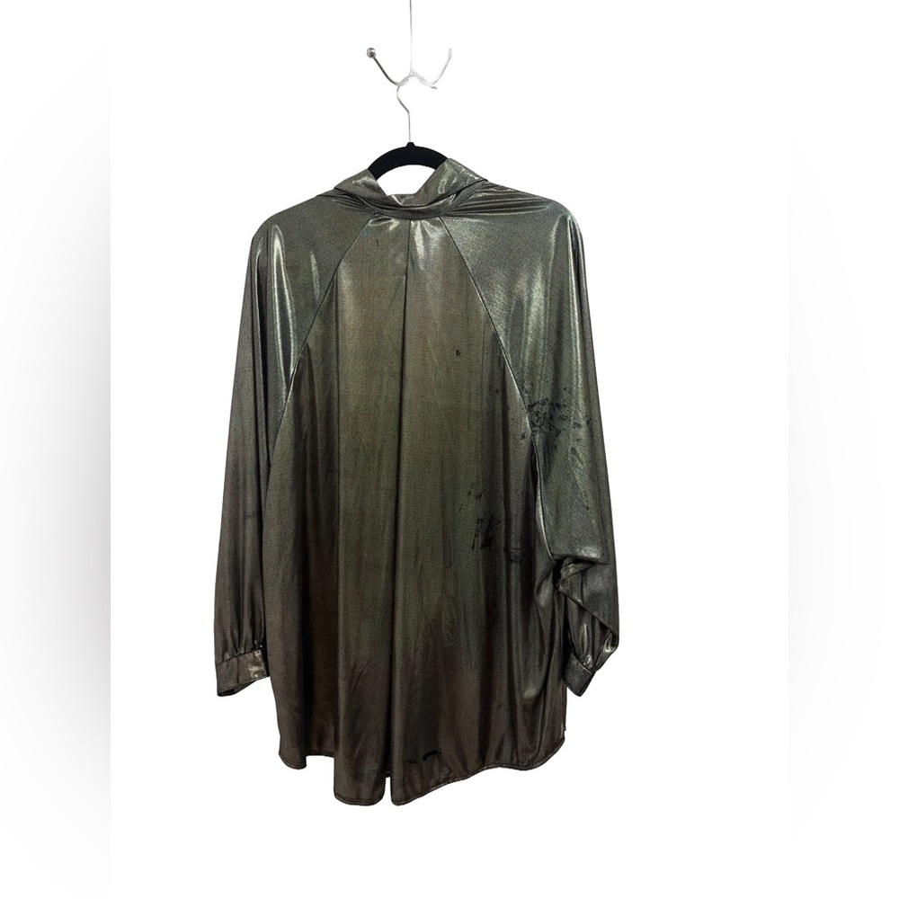 Vintage oversized metallic‎ button up shirt - Picture 2 of 8